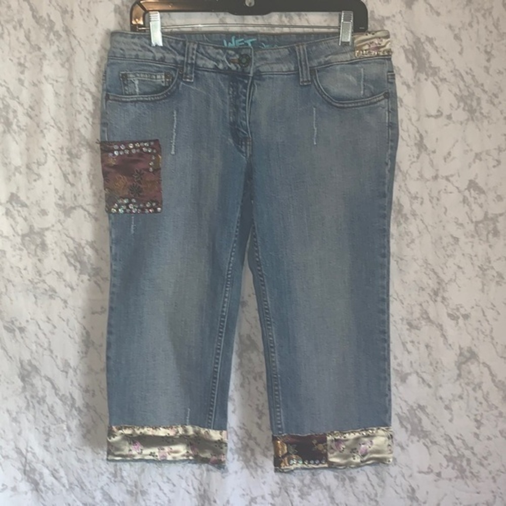 Wet Jeans Cropped Cotton and Spandex Denim Jeans Ladies Size 30